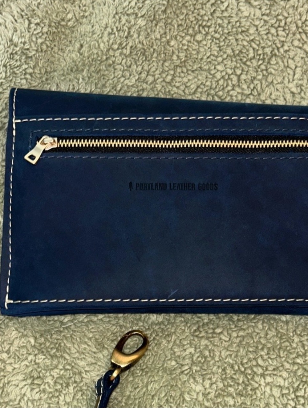 Portland Leather Navy Envelope Crossbody Clutch - Picture 3 of 5